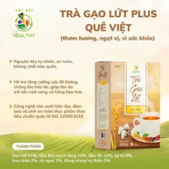 Trà gạo lứt Quê Việt hộp 600gr 20 túi lọc