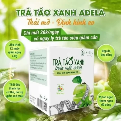 Trà táo xanh giảm cân Adela hộp 12 gói